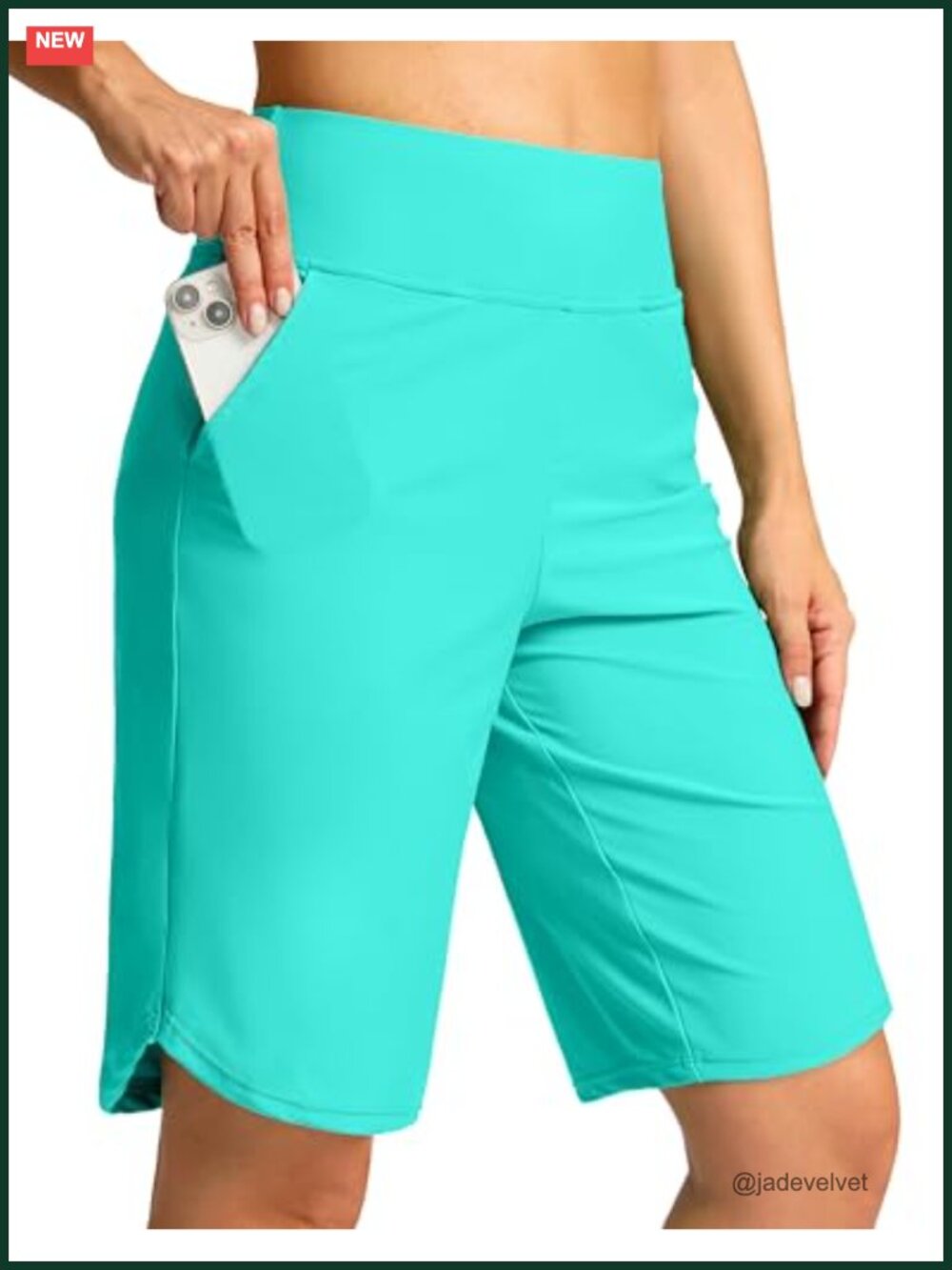 Women's High Waisted Knee Length Swim Board Shorts with Pockets UPF 50+ Quick